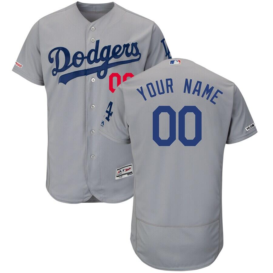 Men's Los Angeles Dodgers Active Player Custom Gray Flex Base Stitched Jersey